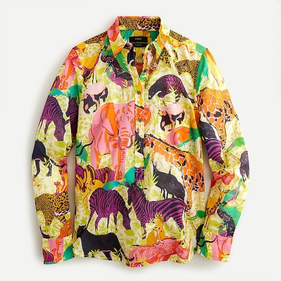 J. Crew Tops - J. Crew Classic Popover Shirt Ratti Safari Animals